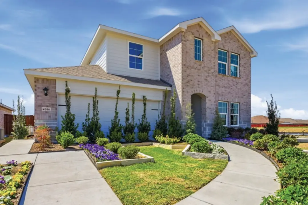 A street of new homes in Sanger Circle, Sanger, Texas